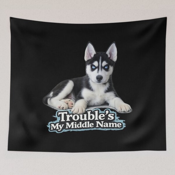 Item preview, Trouble’s My Middle Name – Funny Siberian Husky designed and sold by Classic Chaos Creations.