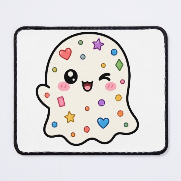 Item preview, Happy Bejeweled Kawaii Ghost Winking designed and sold by lotsofniches.