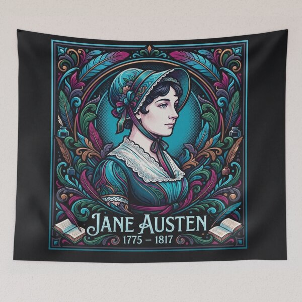 Item preview, Jane Austen Vintage Floral Portrait Illustration designed and sold by Owcomm.