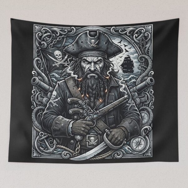 Item preview, Blackbeard the Legendary Pirate Captain Portrait designed and sold by Owcomm.