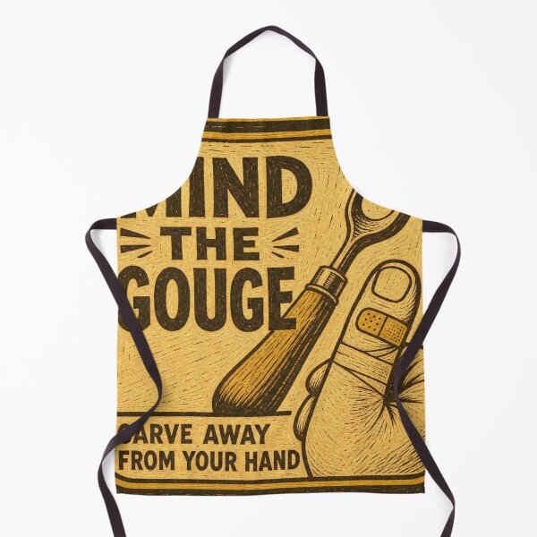 Item preview, Mind The Gouge Lino Carving Warning Sign designed and sold by BoosterShop.