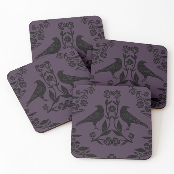 Item preview, Gothic Purple Crow Floral Pattern designed and sold by Flora-and-Fable.