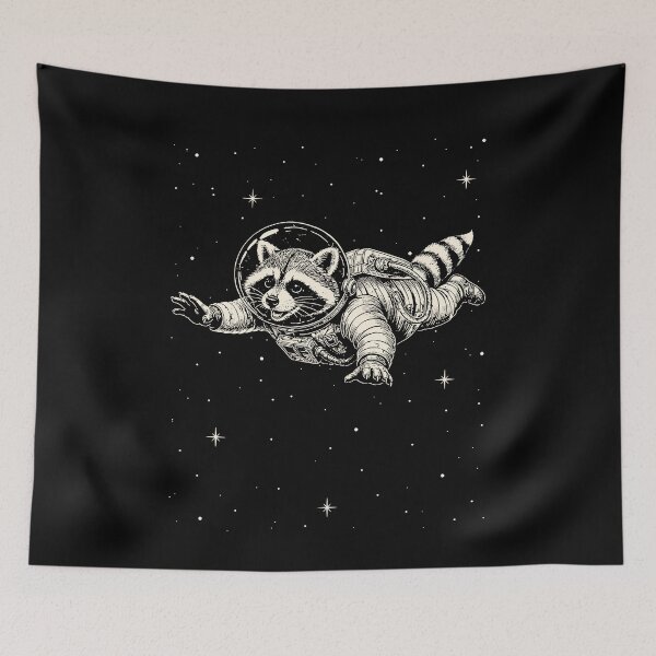 Item preview, Raccoon Astronaut Flying In Space designed and sold by MarlaMaloneShop.