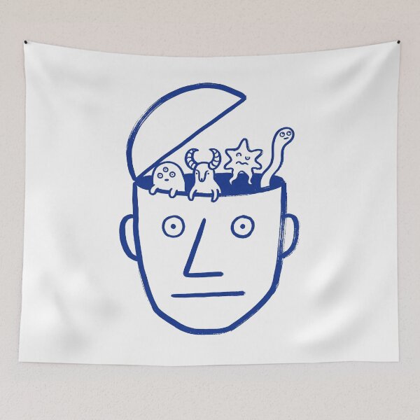 Item preview, Head Full Of Creatures Monoline Illustration designed and sold by The Mellonaire.
