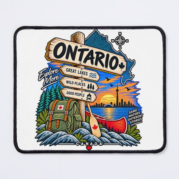 Item preview, Ontario Canada Great Lakes Adventure – Vintage Canoe, Wilderness & Toronto Skyline designed and sold by Only-Creative.