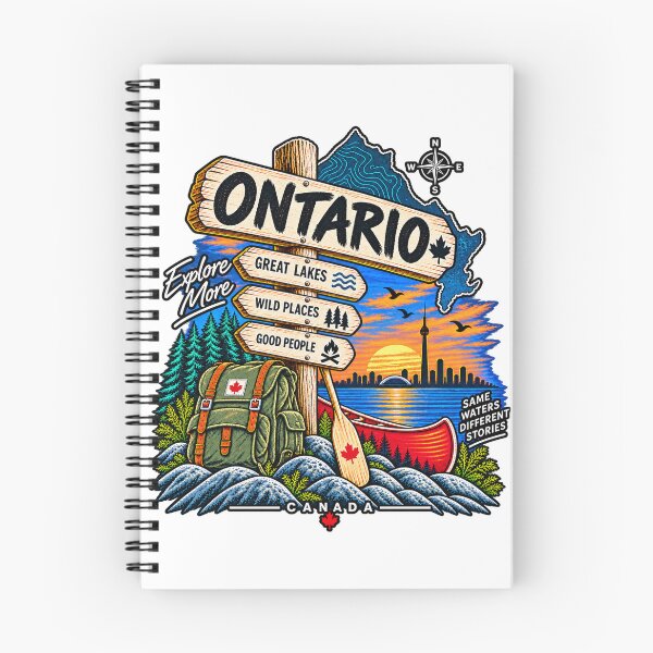Item preview, Ontario Canada Great Lakes Adventure – Vintage Canoe, Wilderness & Toronto Skyline designed and sold by Only-Creative.