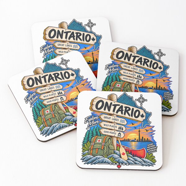 Item preview, Ontario Canada Great Lakes Adventure – Vintage Canoe, Wilderness & Toronto Skyline designed and sold by Only-Creative.