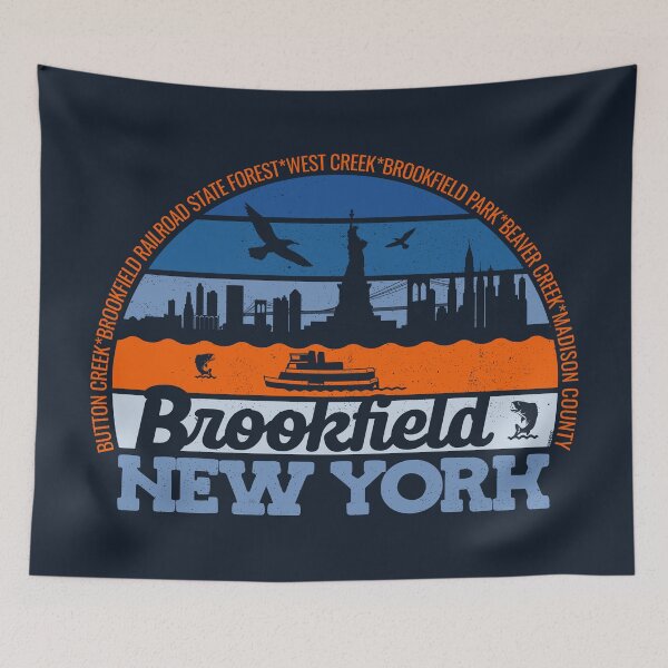 Aperçu de l'œuvre Logo Brookefield New York Sunset Retro Vintage Local Pride créée et vendue par CRHPOD20.