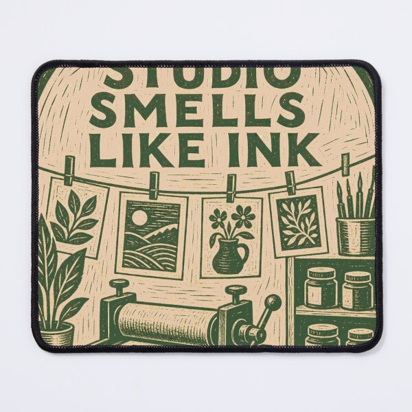 Item preview, The Studio Smells Like Ink Printmaking Scene designed and sold by BoosterShop.
