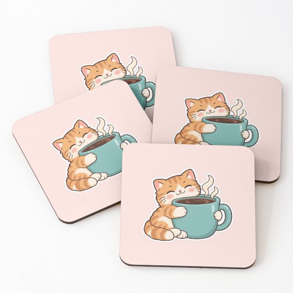 Item preview, Coffee Addict Cat Cute Sticker Design designed and sold by Inkworksbyshery.