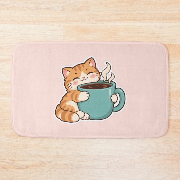 Item preview, Coffee Addict Cat Cute Sticker Design designed and sold by Inkworksbyshery.