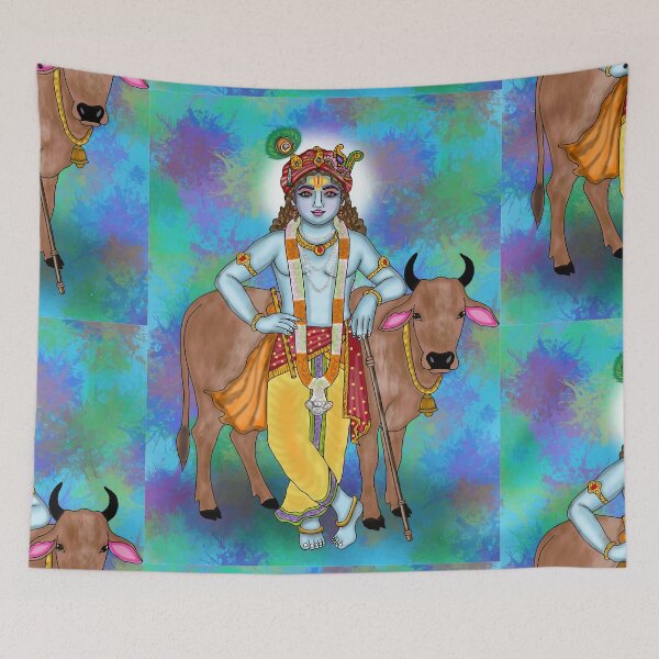 Item preview, Lord Krishna Digital Drawing | Hindu God Digital Artwork & Spiritual Illustration designed and sold by Harshit_Digital_Arts.