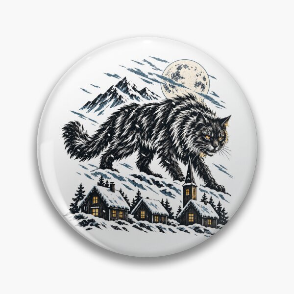 Item preview, The Yule Cat — Icelandic Folklore Woodcut designed and sold by SquatchPrintsCo.