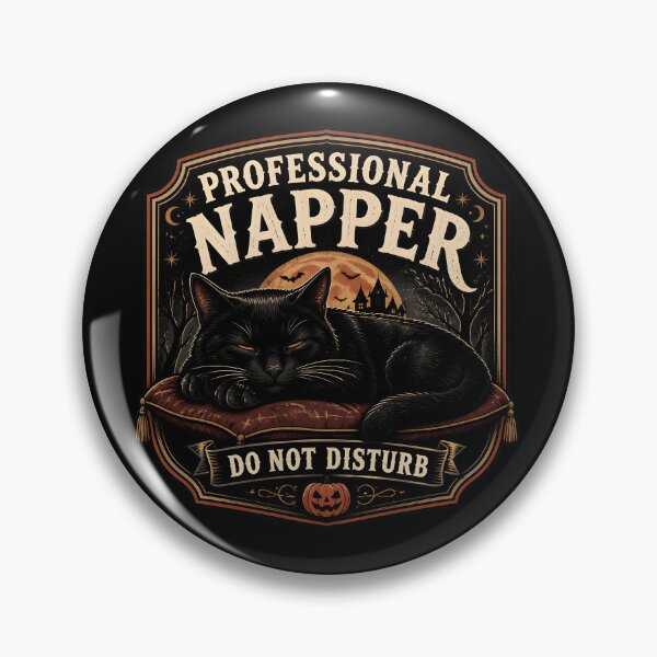Item preview, Professional Napper Black Cat Halloween Retro Screen Print designed and sold by RoyesButler.