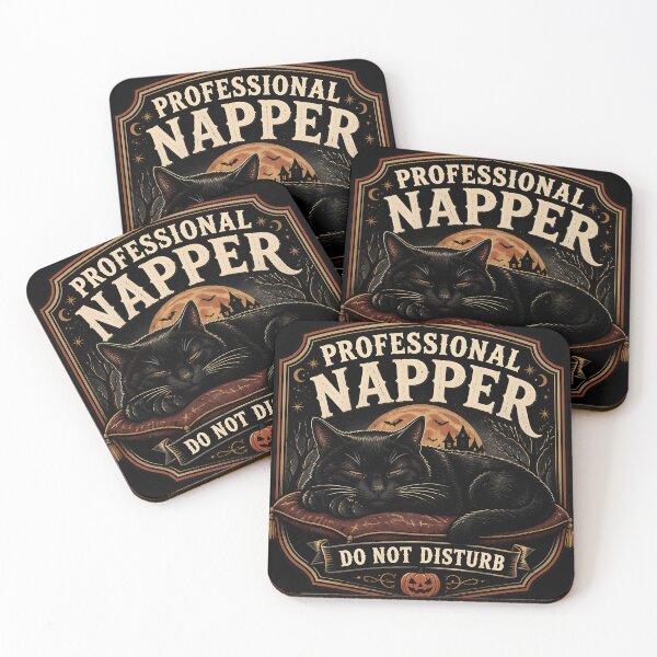 Item preview, Professional Napper Black Cat Halloween Retro Screen Print designed and sold by RoyesButler.