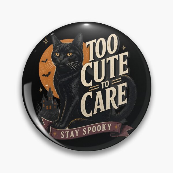 Item preview, Too Cute To Care Black Cat Halloween Retro Screen Print designed and sold by RoyesButler.