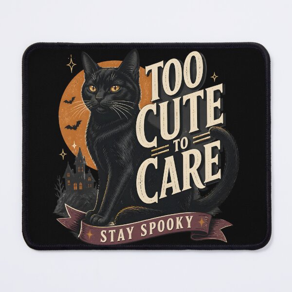 Item preview, Too Cute To Care Black Cat Halloween Retro Screen Print designed and sold by RoyesButler.
