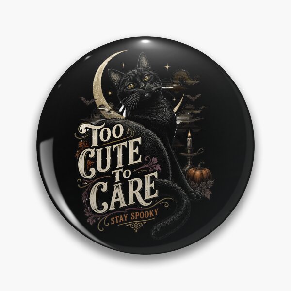 Item preview, Too Cute To Care Black Cat Halloween Retro Screen Print designed and sold by RoyesButler.