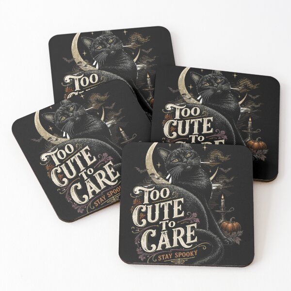 Item preview, Too Cute To Care Black Cat Halloween Retro Screen Print designed and sold by RoyesButler.