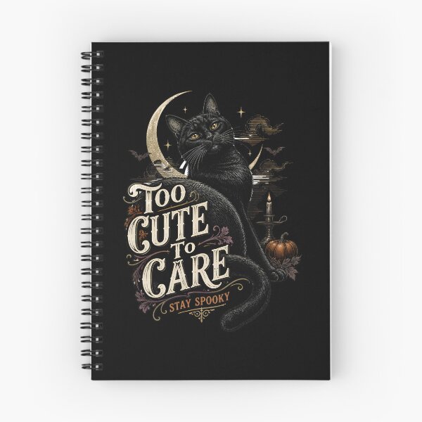 Item preview, Too Cute To Care Black Cat Halloween Retro Screen Print designed and sold by RoyesButler.