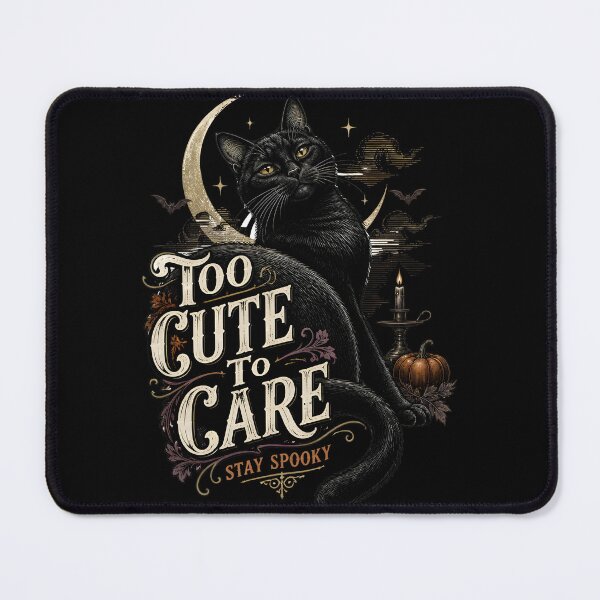 Item preview, Too Cute To Care Black Cat Halloween Retro Screen Print designed and sold by RoyesButler.
