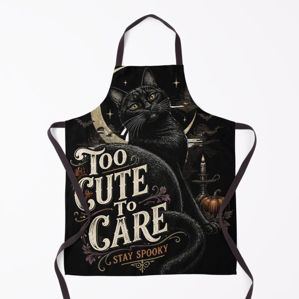 Item preview, Too Cute To Care Black Cat Halloween Retro Screen Print designed and sold by RoyesButler.
