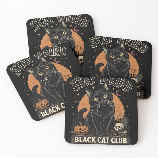 Item preview, Stay Weird Black Cat Halloween Retro Screen Print designed and sold by RoyesButler.