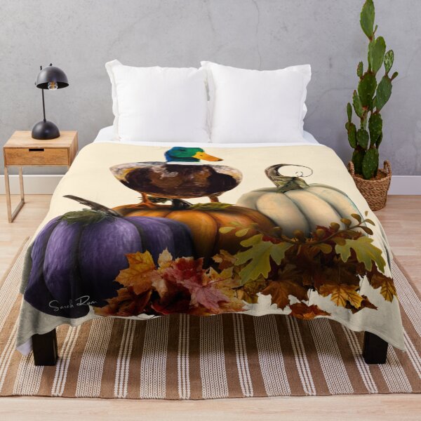 Item preview, Autumn Mallard with Pumpkins – Cozy Fall Harvest Art designed and sold by ArtistsAtticWI.