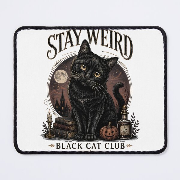 Item preview, Stay Weird Black Cat Halloween Gothic Engraving designed and sold by RoyesButler.