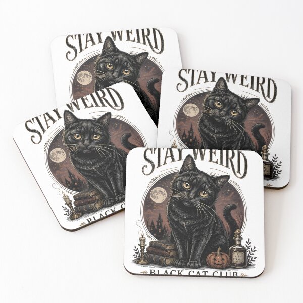 Item preview, Stay Weird Black Cat Halloween Gothic Engraving designed and sold by RoyesButler.