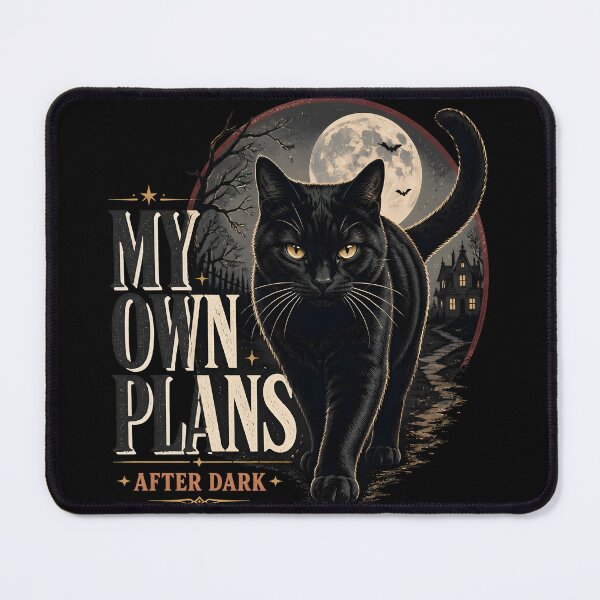 Item preview, My Own Plans Black Cat Halloween Retro Screen Print designed and sold by RoyesButler.