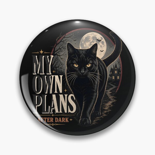 Item preview, My Own Plans Black Cat Halloween Retro Screen Print designed and sold by RoyesButler.