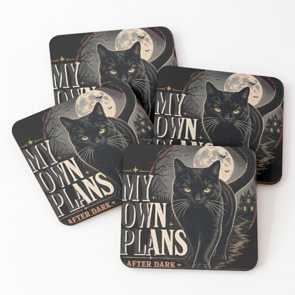 Item preview, My Own Plans Black Cat Halloween Retro Screen Print designed and sold by RoyesButler.