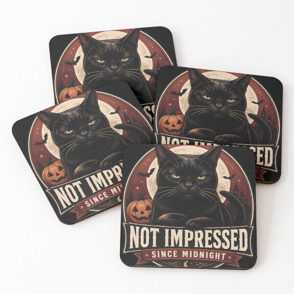 Item preview, Not Impressed Black Cat Halloween Retro Screen Print designed and sold by RoyesButler.