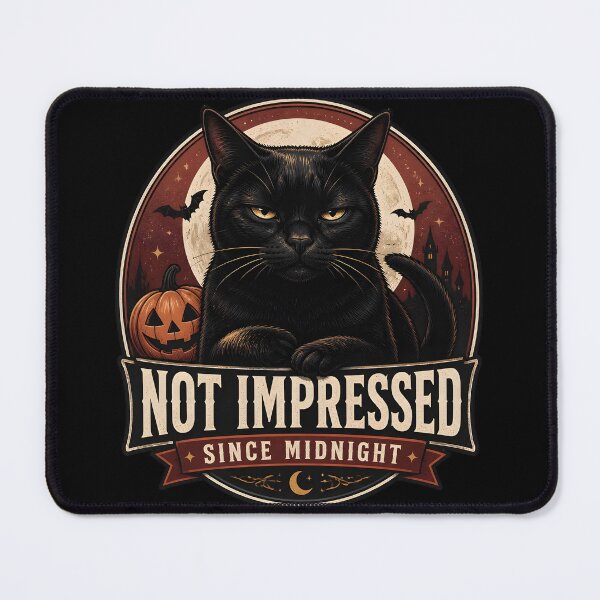 Item preview, Not Impressed Black Cat Halloween Retro Screen Print designed and sold by RoyesButler.