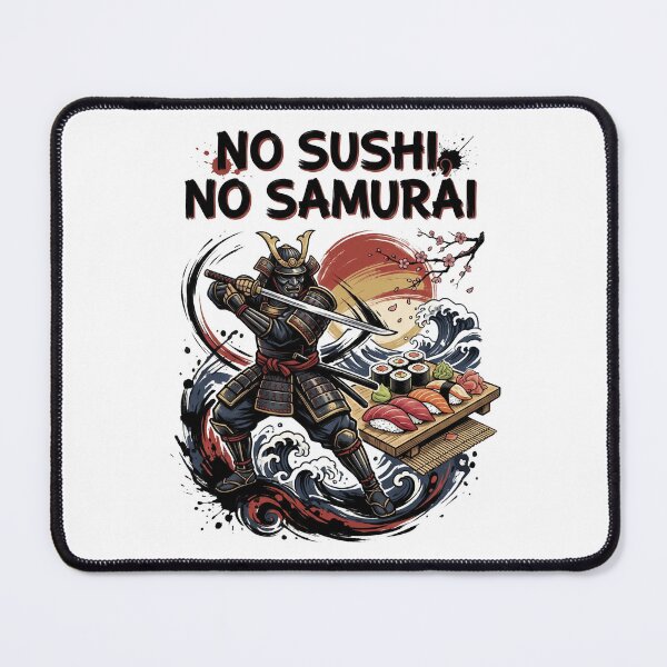 Item preview, No Sushi No Samurai – Japanese Samurai Sushi Warrior Design designed and sold by LOVEARTDESIGN.