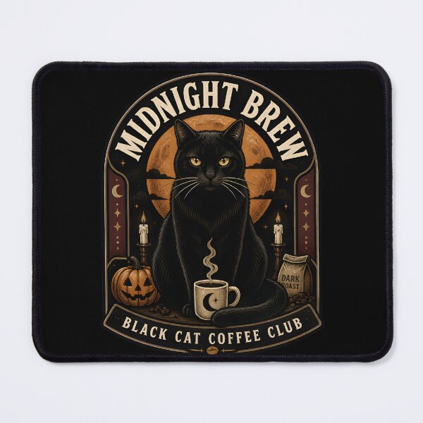 Item preview, Midnight Brew Black Cat Halloween Retro Screen Print designed and sold by LiviuGligoros.