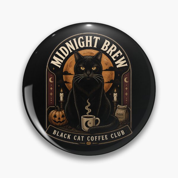 Item preview, Midnight Brew Black Cat Halloween Retro Screen Print designed and sold by LiviuGligoros.