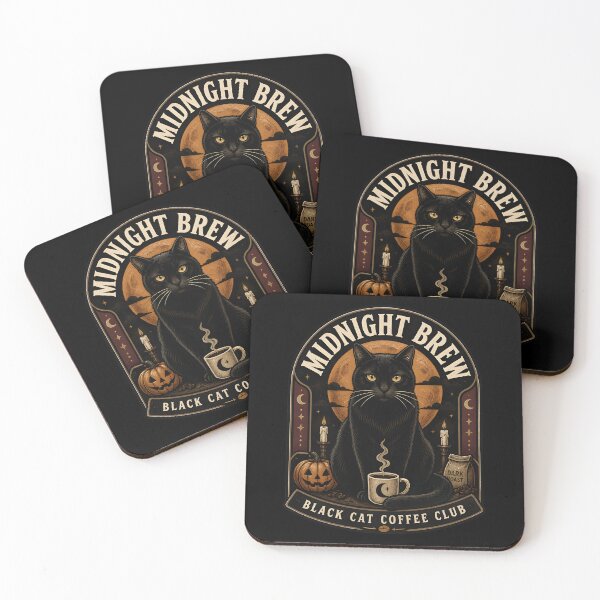 Item preview, Midnight Brew Black Cat Halloween Retro Screen Print designed and sold by LiviuGligoros.