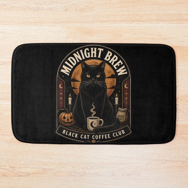 Item preview, Midnight Brew Black Cat Halloween Retro Screen Print designed and sold by LiviuGligoros.