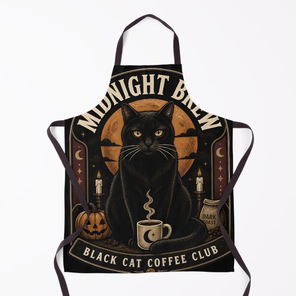 Item preview, Midnight Brew Black Cat Halloween Retro Screen Print designed and sold by LiviuGligoros.