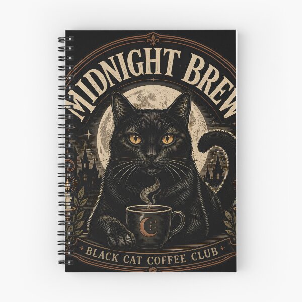 Item preview, Midnight Brew Black Cat Halloween Gothic Engraving designed and sold by LiviuGligoros.