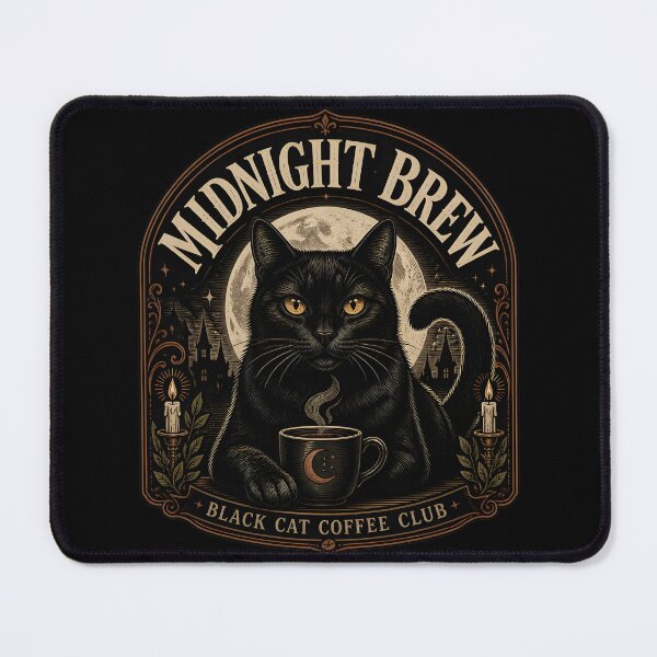 Item preview, Midnight Brew Black Cat Halloween Gothic Engraving designed and sold by LiviuGligoros.