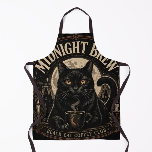 Item preview, Midnight Brew Black Cat Halloween Gothic Engraving designed and sold by LiviuGligoros.