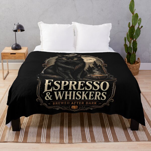 Item preview, Espresso & Whiskers Black Cat Halloween Gothic Engraving designed and sold by LiviuGligoros.