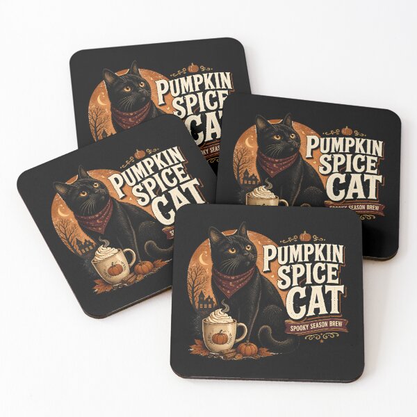Item preview, Pumpkin Spice Cat Black Cat Halloween Retro Screen Print designed and sold by LiviuGligoros.