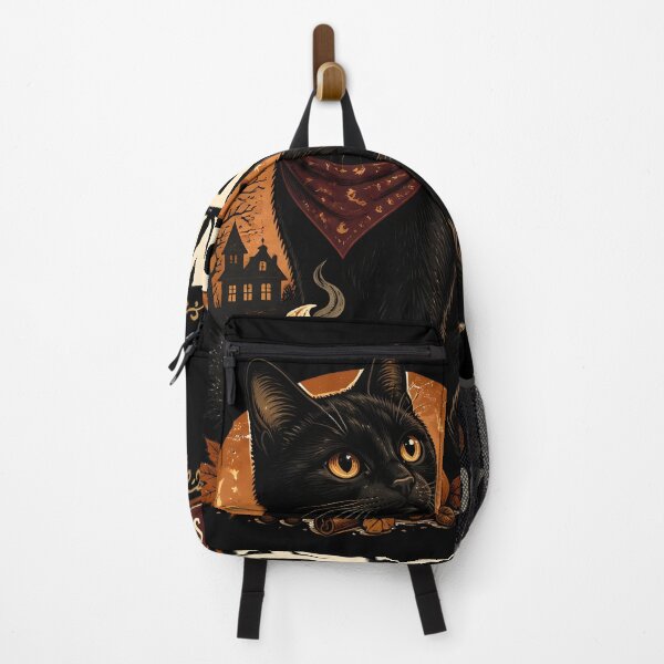 Item preview, Pumpkin Spice Cat Black Cat Halloween Retro Screen Print designed and sold by LiviuGligoros.