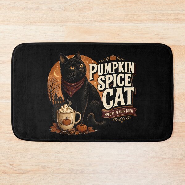 Item preview, Pumpkin Spice Cat Black Cat Halloween Retro Screen Print designed and sold by LiviuGligoros.