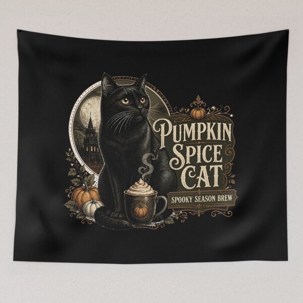 Item preview, Pumpkin Spice Cat Black Cat Halloween Gothic Engraving designed and sold by LiviuGligoros.