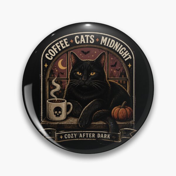 Item preview, Coffee • Cats • Midnight Black Cat Halloween Retro Screen Print designed and sold by LiviuGligoros.